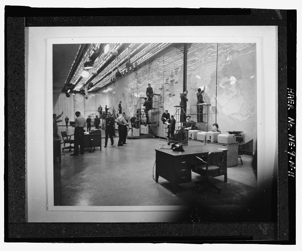 SAC command center "big board" era — personnel updating the wall map — HAER NE-9-N-11, Library of Congress